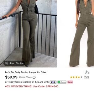 Fashion Nova Olive Denim Jumpsuit